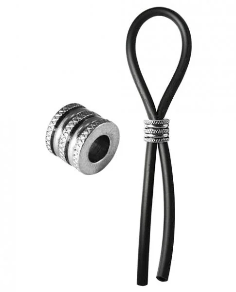 Bolo Lasso & Grooved Stainless Steel Slider Black