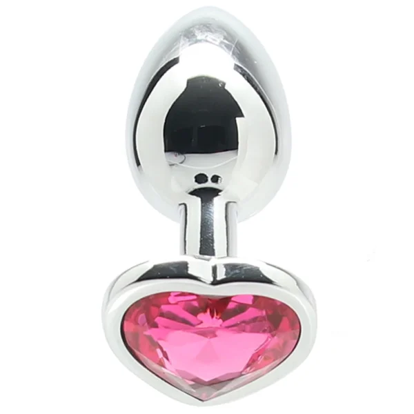 Shots Ouch! Heart Gem Butt Plug Small - Silver/Rubellite Pink