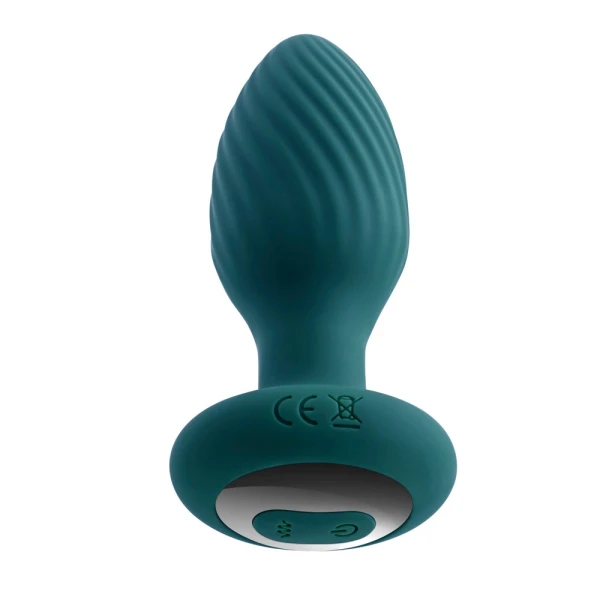 Playboy Pleasure Spinning Tail Teaser Silicone Rotating Vibrating Butt Plug With Remote - Evergreen