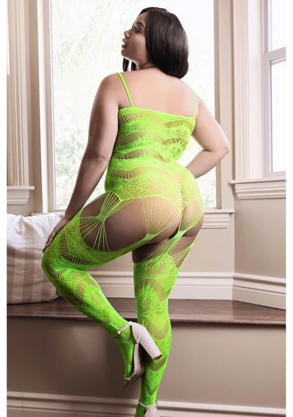Cosmic Love Geometric Gartered Bodystocking - Queen Size