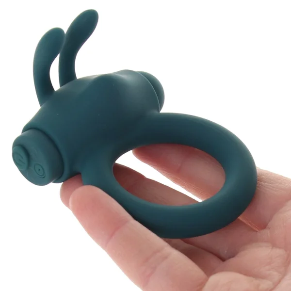 Playboy Pleasure Bunny Buzzer Rechargeable Silicone Vibrating Cock Ring - Evergreen
