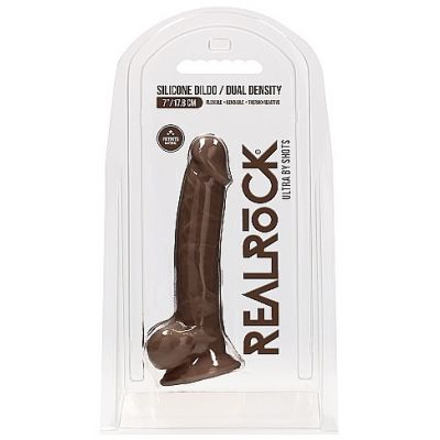 Silicone Dildo With Balls 17 x 8cm Brown