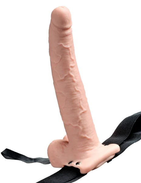 Fetish Fantasy 9" Hollow Rechargeable Strap-On with Balls, Flesh — image 2 of 8