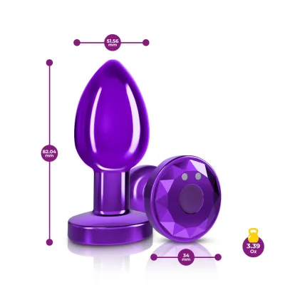 Cheeky Charms Rechargeable Vibrating Metal Butt Plug With Remote Control Purple Medium Preorder Only