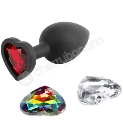 Glams Xchange Heart Small 2 4 Butt Plug With 3 Swappable Gems