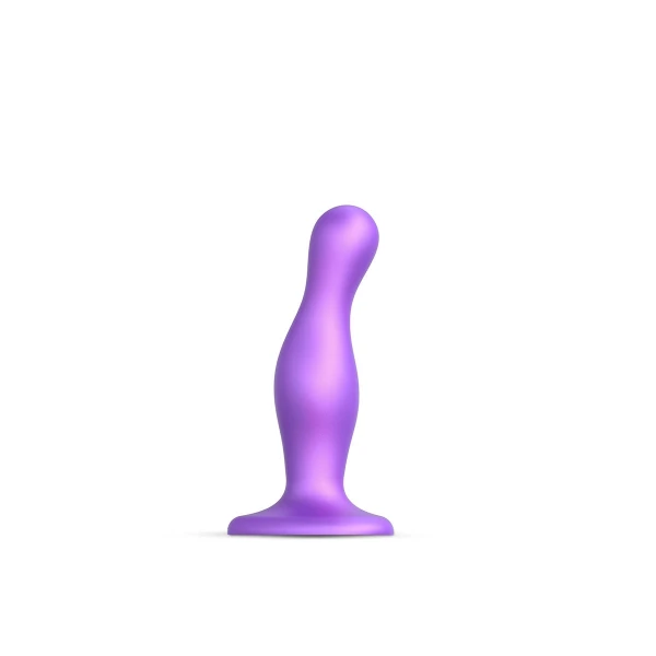 Strap-on-Me Hybrid Collection Curvy Silicone Suction Cup Dildo - L Metallic Purple