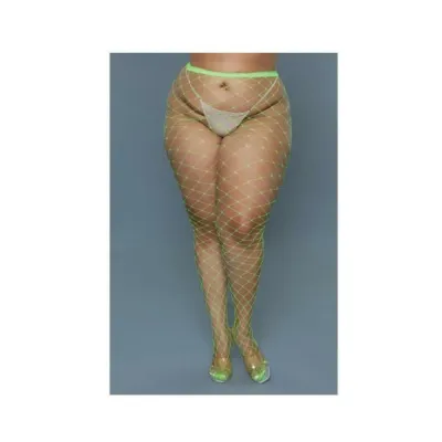 Women s Lingerie Bewicked Oversized Fishnet Pantyhose Neon Green Queen Size