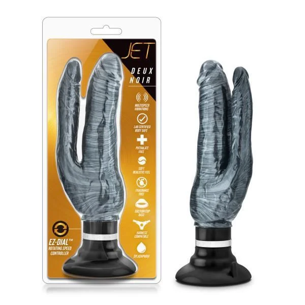 Jet Deux Noir Carbon Metallic Double Penetration Vibrating Dildo
