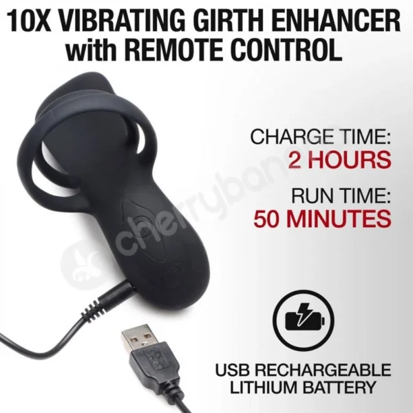 Trinity Silicone Vibrating Girth Enhancer Sleeve & Cock Ring With Remote