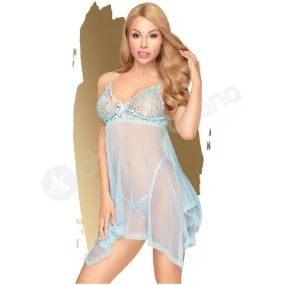 Penthouse Lingerie Blue Naughty Doll Babydoll With Thong