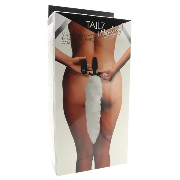 White Fox Tail Vibrating Anal Plug with Remote