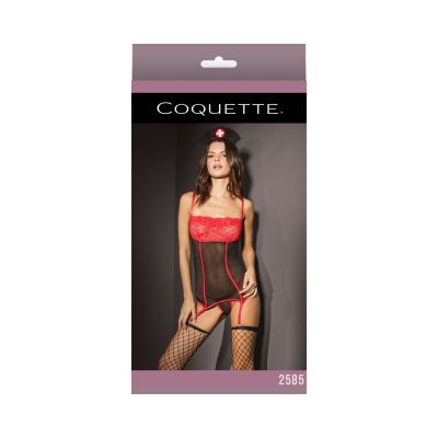 Nurse Top With G string Black red Os