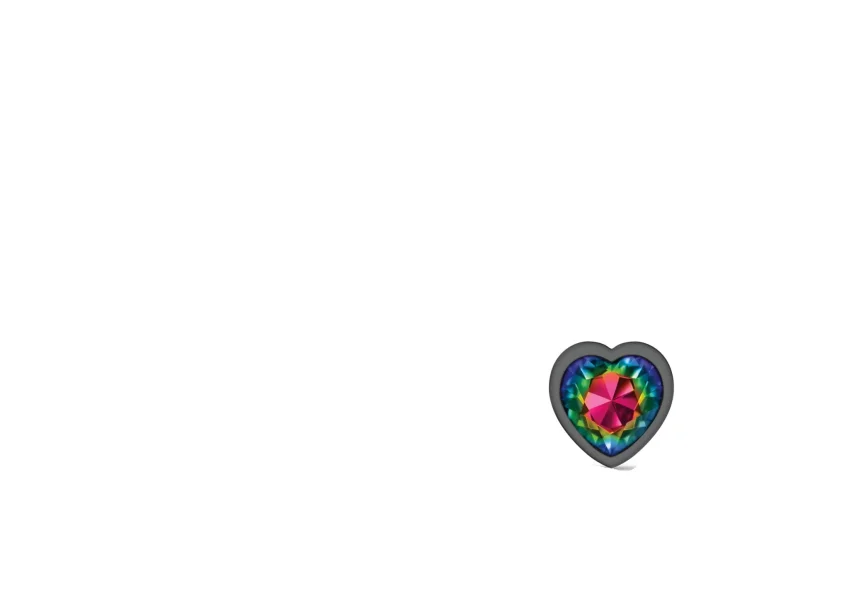 Cheeky Charms - Gunmetal Metal Butt Plug - Heart - Rainbow - Large
