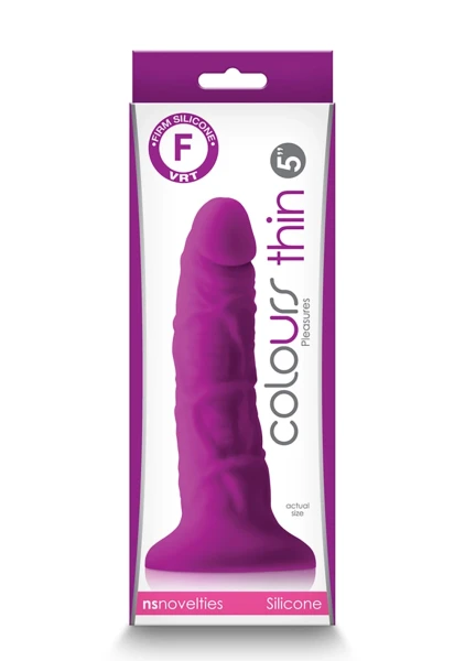 Colours Pleasures Thin 5 Inch Purple Silicone Suction Cup Dildo