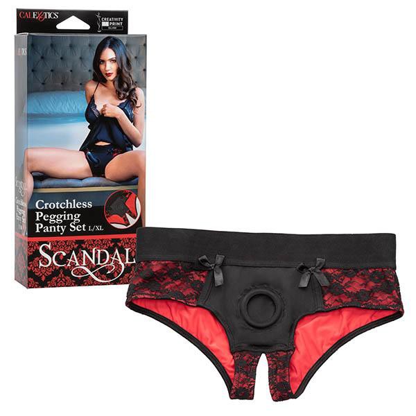 Scandal Crotchless Pegging Panty Set