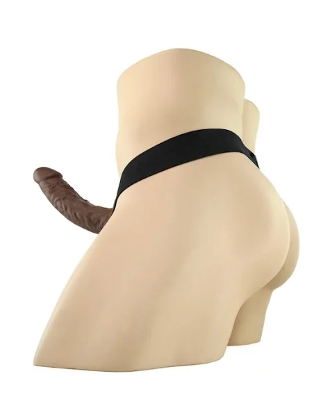 Fetish Fantasy Series 7 Inch Vibrating Hollow Strap-on With Balls - Brown - 7.4 Inch