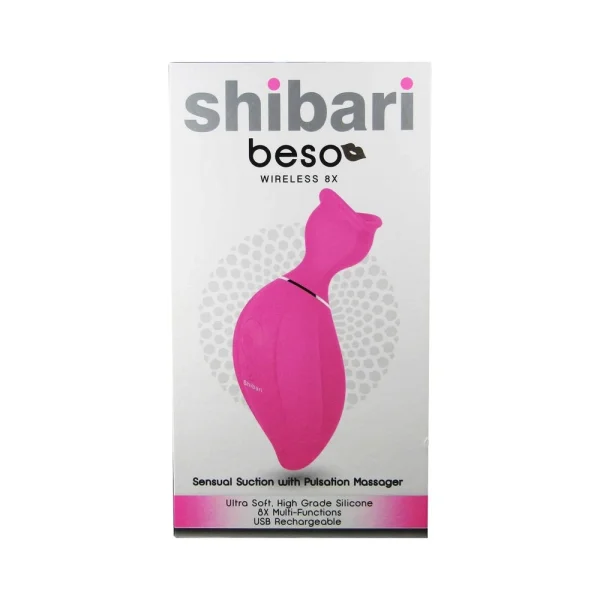 Shibari Beso Sensual Suction Massager 8 Function Silicon Usb Rechargeable Splashproof Pink