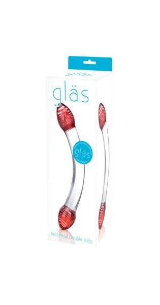 Red Head Glass Double Dildo