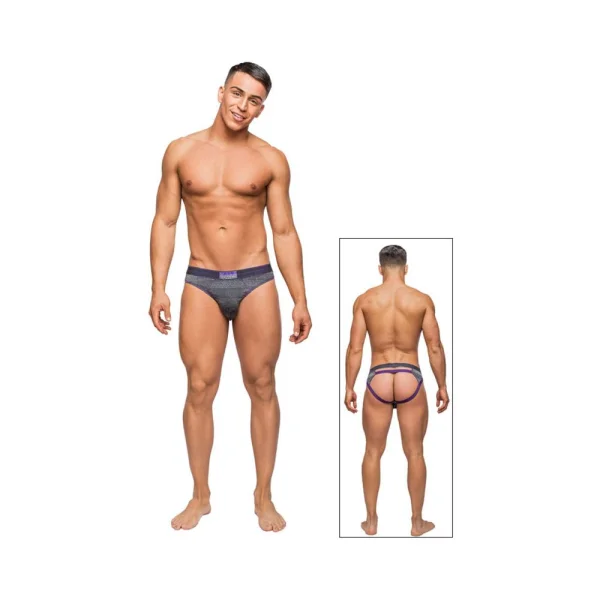 Male Power Heather Haze Cutout Thong Grey Sm — image 3 of 3