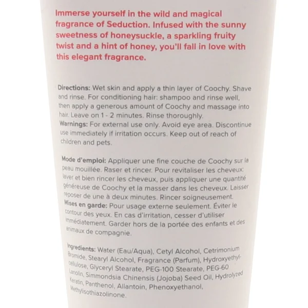 COOCHY Oh So Smooth Shave Cream, Seduction  - Honeysuckle Citrus 7.2 oz (213 mL)