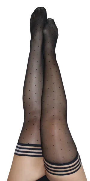 Kix'ies Ally Black Polka Dot Thigh Highs