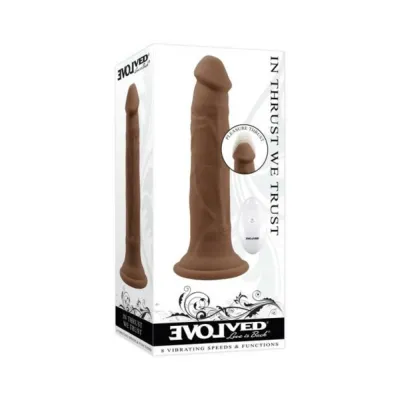 Vibrating Dildos Evolved In Thrust We Trust Rechargeable Silicone Thrusting Vibrating Dildo With Remote Dark