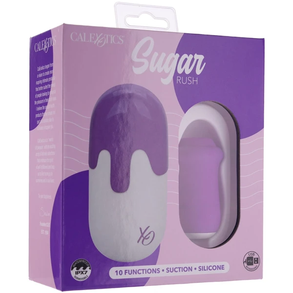 Sugar Rush Silicone Pressure Wave Clitoral Suction Stimulator With Vibration By CalExotics - Purple
