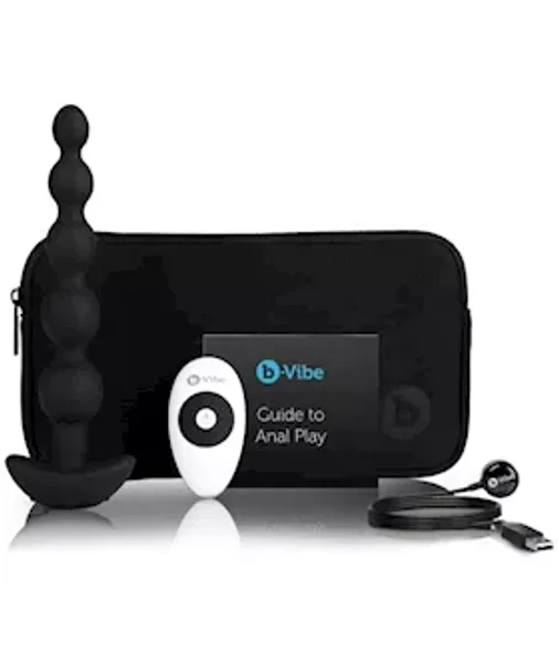 B-vibe Cinco Rechargeable Remote Control Anal Beads - Black - 8.2 Inch — image 6 of 8