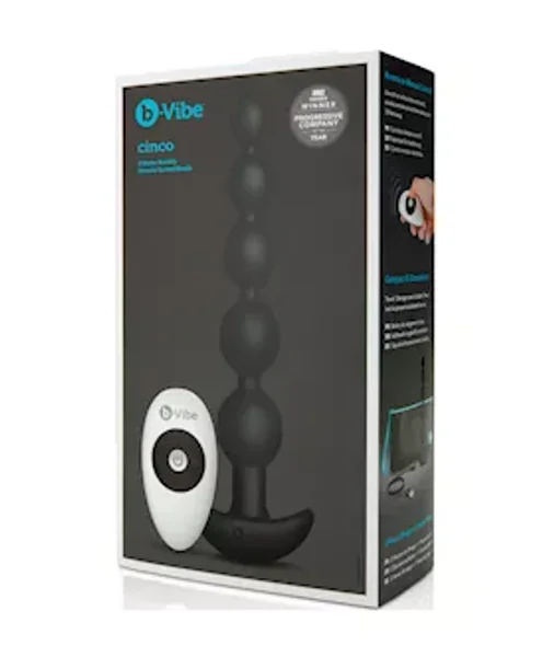 B-vibe Cinco Rechargeable Remote Control Anal Beads - Black - 8.2 Inch — image 7 of 8