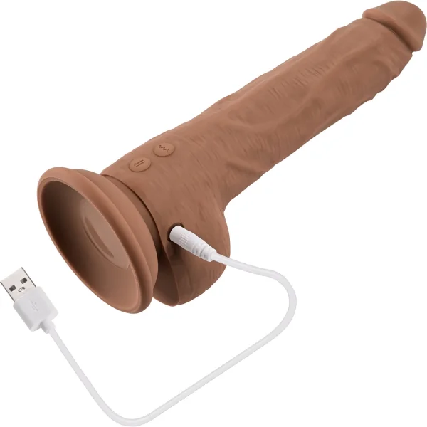 Thrust In Me Silicone Thrusting Vibrating Realistic Dong With Remote By Evolved Novelties - Caramel