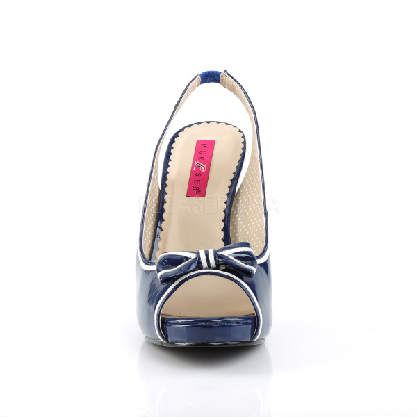 4 1/2 inches Heel, 3/4 inches Hidden P/F Peep Toe Slingback Sandal W/Bow — image 14 of 16
