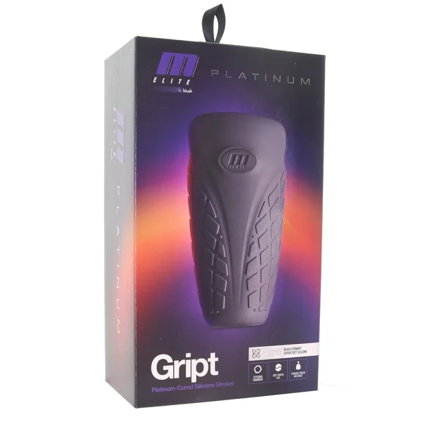 M Elite Platinum Gript Silicone Dual End Penis Masturbator By Blush - Black
