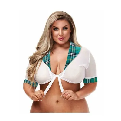 Schoolgirl Top Turquoise black Plus Size 18 32