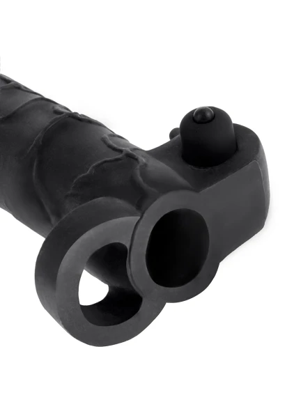 Fantasy X-tensions Vibrating Real Feel 2" Penis Extension with Ball Strap - Black