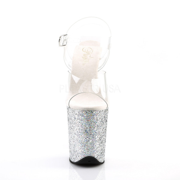 8 inches Heel, 4 inches PF Ankle Strap Sandal w/ Glitter Bottom — image 22 of 24