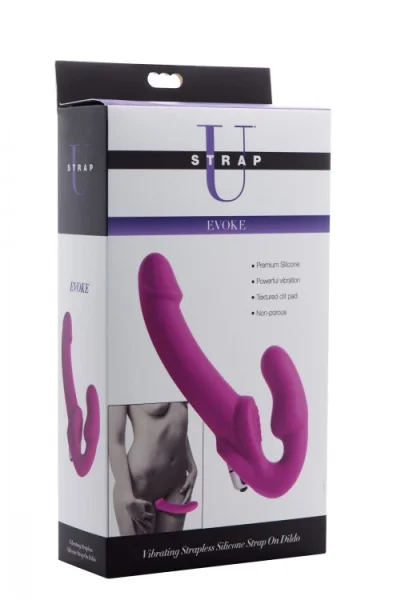 Evoke Super Charged Silicone Vibrating Strapless Strap On By Strap U - Black