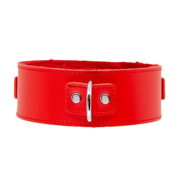 Love In Leather Faux Fur Lined Collar and Lead with Metal Detail