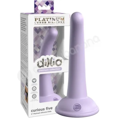 Dillio Platinum Curious Five 5 Purple Silicone Dildo With Suction Cup Body Dock Compatible Base