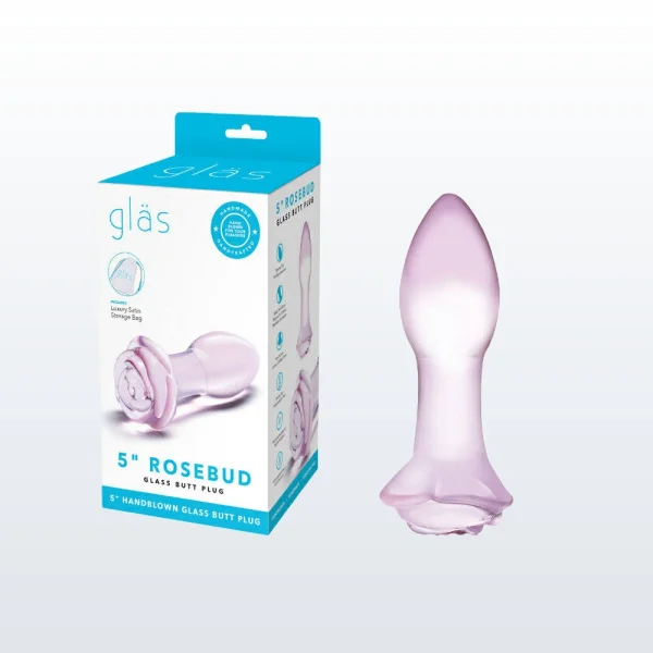 Gläs Rosebud Glass Butt Plug - Pink