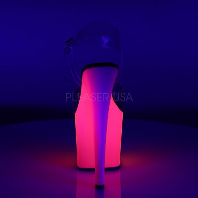 7 1 2 inches Heel 3 1 2 inches PF Ankle Strap Sandal Neon UV Reactive
