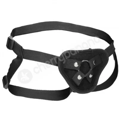 Ouch Black Velvet Velcro Adjustable Harness With O ring