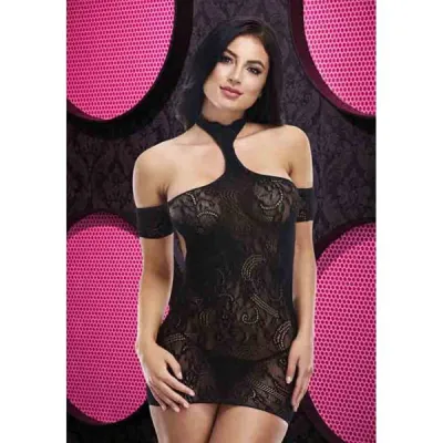 Lapdance LC75 Cut Out Lace Mini Dress OS
