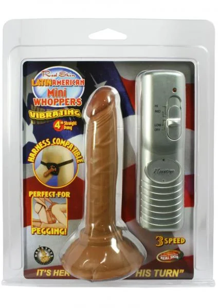 Real Skin Latin American Mini Whoppers Vibrating Dong Brown 4 Inch — image 4 of 4