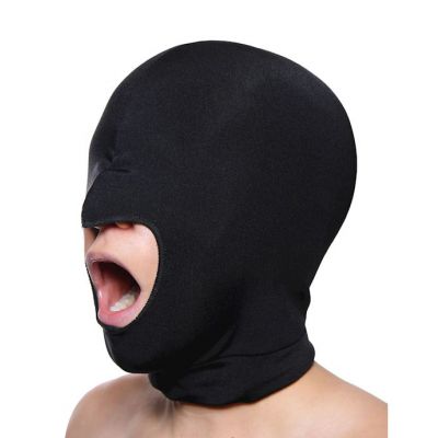 Blow Hole Open Mouth Spandex Hood Black