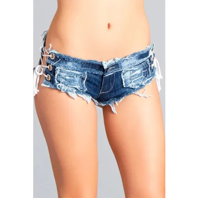 Tegan Distressed Denim Booty Shorts By Be Wicked