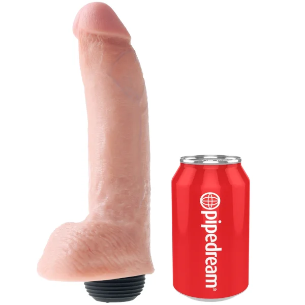 King Cock 9" Squirting Cock With Balls - Vanilla