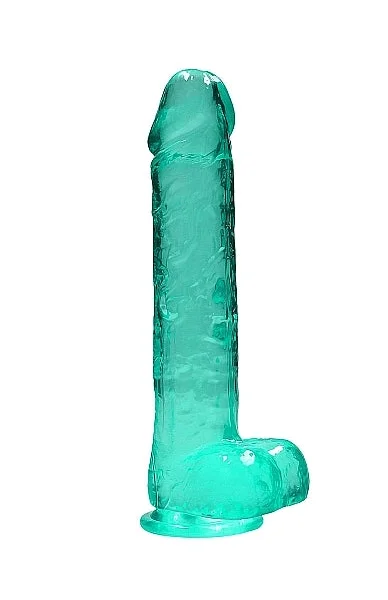 Realrock Crystal Clear Realistic Dildo With Balls 10 In. Turquoise