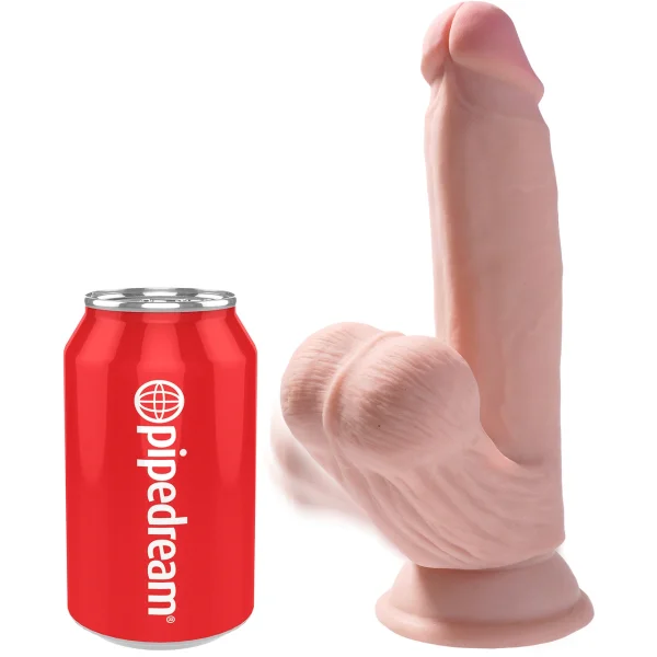 King Cock Plus 7" Triple Density Cock With Swinging Balls & Suction Cup Base - Vanilla