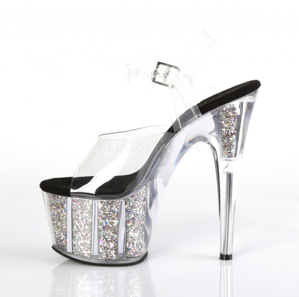 7 inches Heel, 2 3/4 inches PF Ankle Strap Sandal w/ Glitter Inserts — image 19 of 25