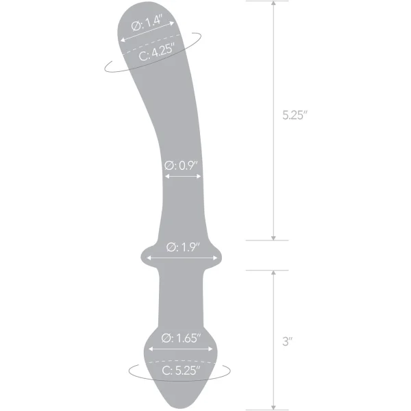Gläs 9" Classic Curved Dual-Ended Glass Dildo  - Clear